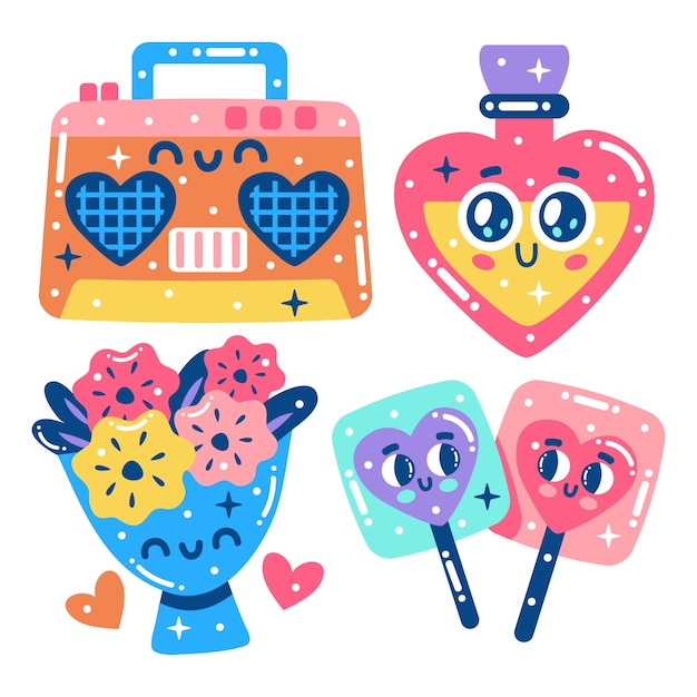 Free Vector glitzy love sticker collection