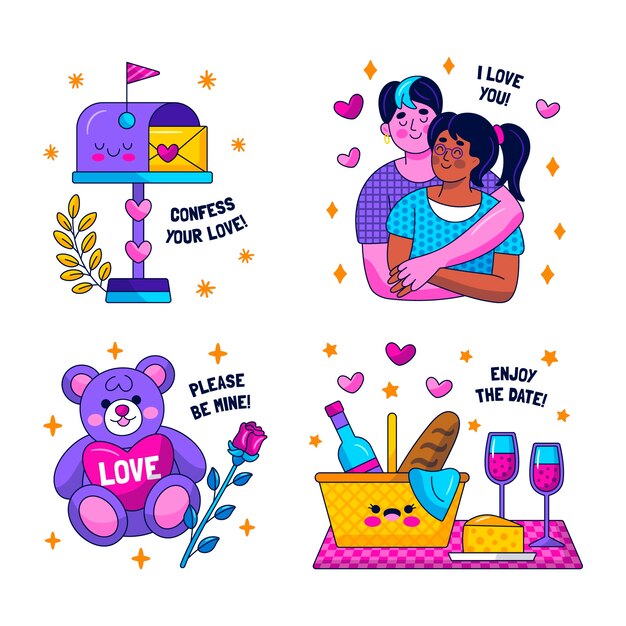 Glitzy love stickers collection