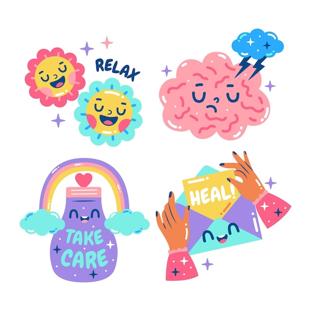 Free Vector glitzy mental health collection