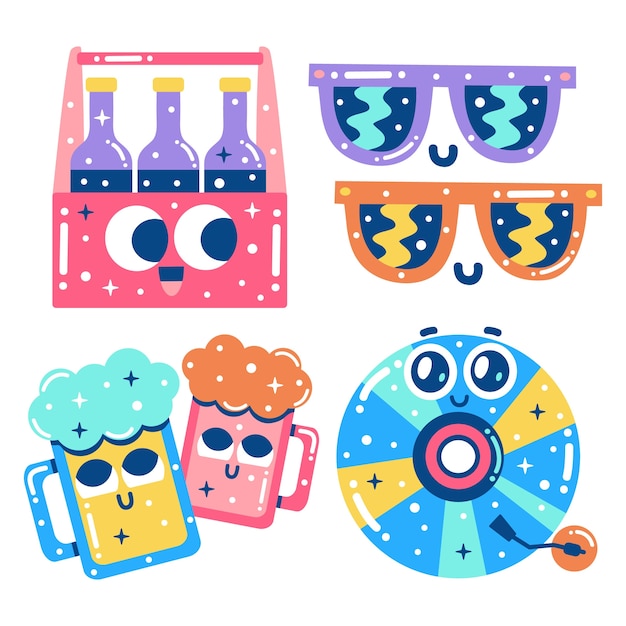 Glitzy night party stickers