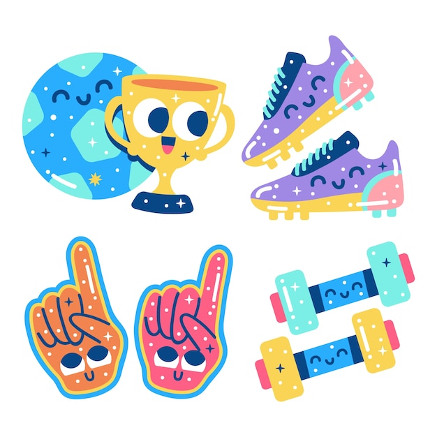 Free Vector glitzy sport stickers set