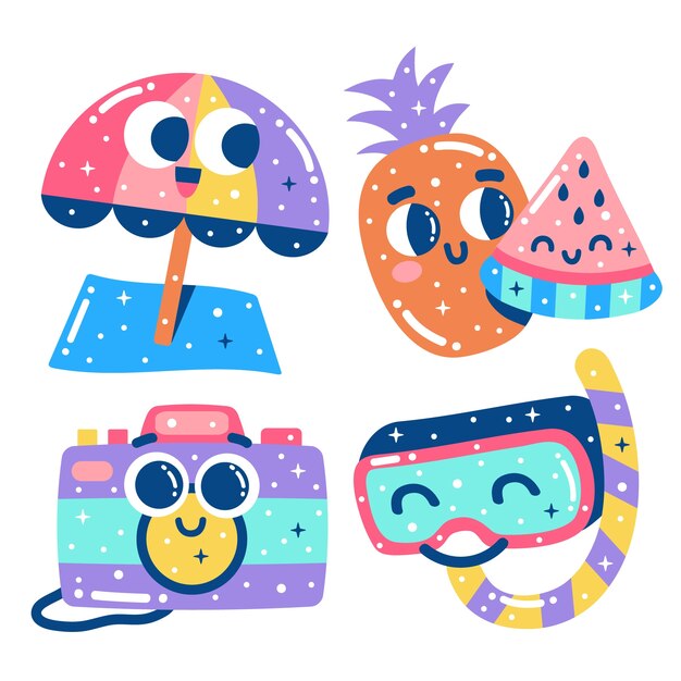 Glitzy summer sticker set