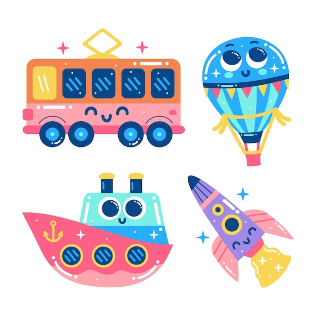 Glitzy transport sticker collection