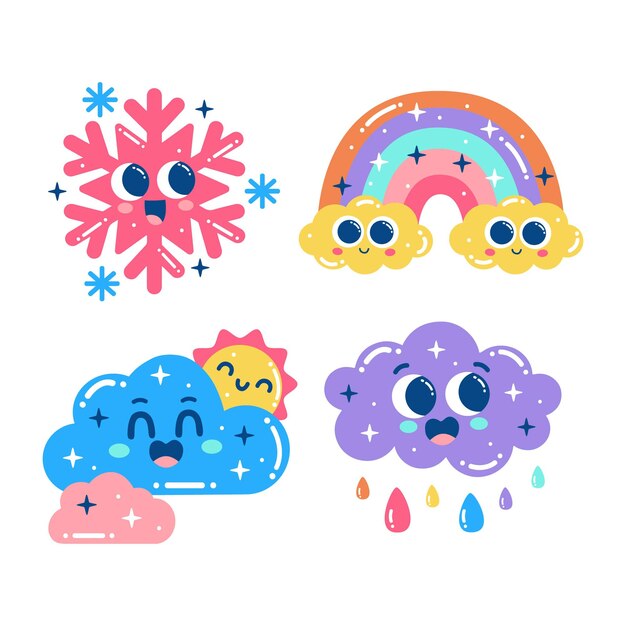 Glitzy weather stickers set