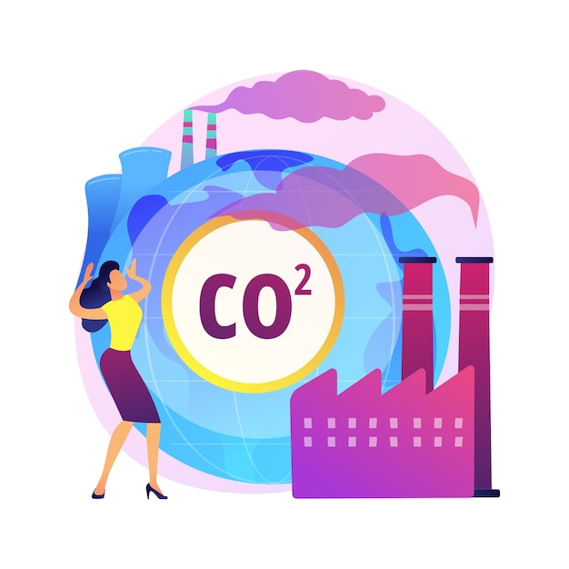 Global CO2 emissions abstract concept   illustration. Global carbon footprint, greenhouse effect, CO2 emissions, country rate and statistics, carbon dioxide, air pollution