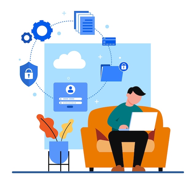 Free Vector global data security, personal data security, cyber data security online concept illustration, internet security or information privacy & protection.