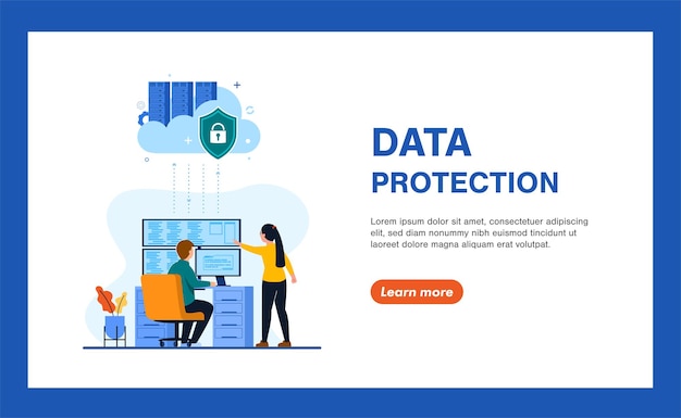 Free Vector global data security, personal data security, cyber data security online concept illustration, internet security or information privacy & protection.