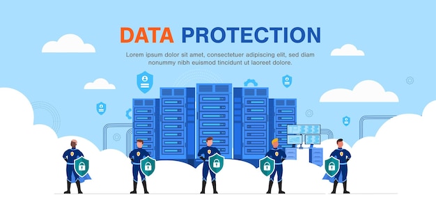 Free Vector global data security, personal data security, cyber data security online concept illustration, internet security or information privacy & protection.