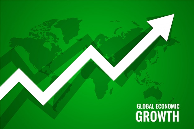 Global economi growth upward arrow green background