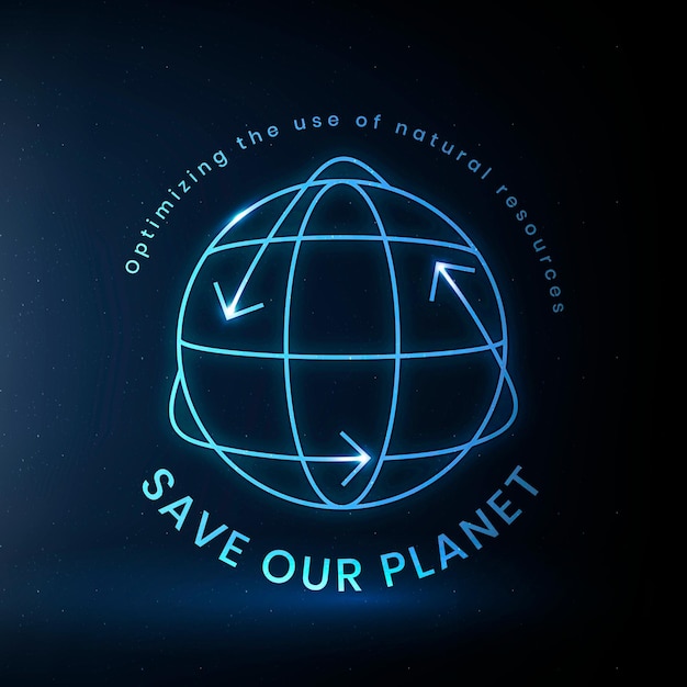 Global environmental logo vector with save our planet text