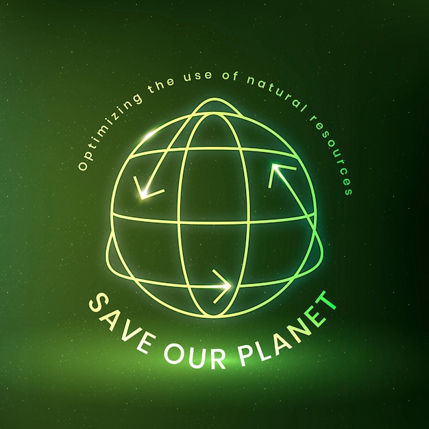 Free Vector global environmental logo vector with save our planet text