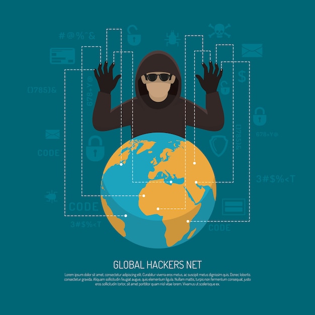 Free Vector global hackers net symbolic background poster 