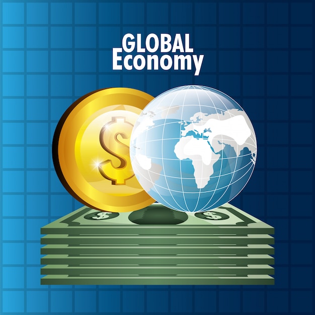 Free vector global market and stock exchange