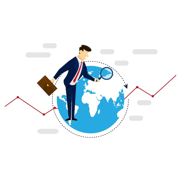 Free Vector global research businessman strategy illustration concept