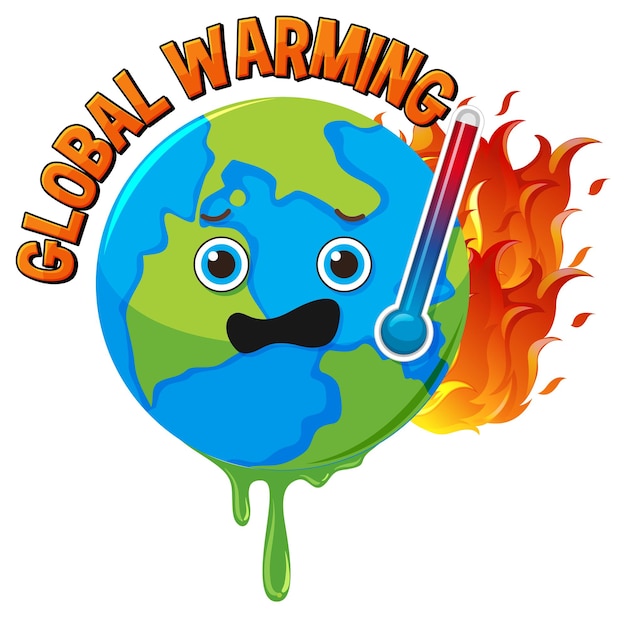 Free Vector global warming earth39s highlevel thermometer with burning fire