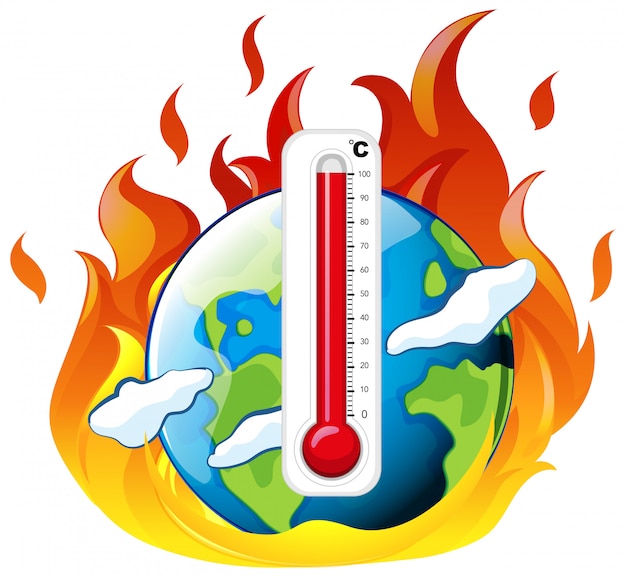 Global warming with earth on fire