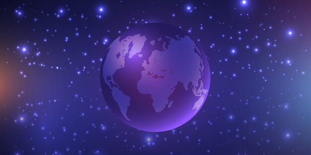 Globe floating surrounded by stars