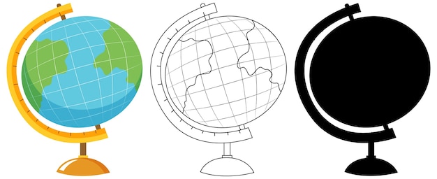 Globe with its outline and silhouette