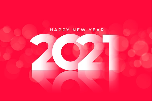 Glossy 2021 happy new year red background design