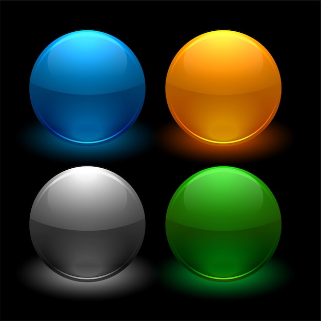 Free Vector glossy buttons set in four colors