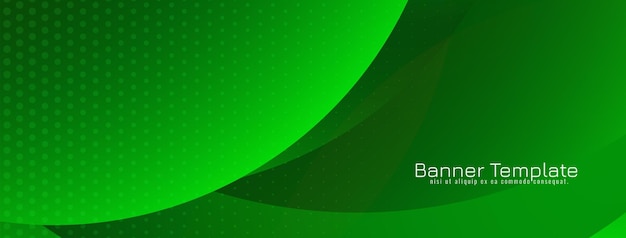 Glossy green color modern wave style banner