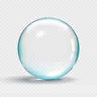 Free vector glossy transparent clear water drop bubble with blue highlights vector 3d illustration