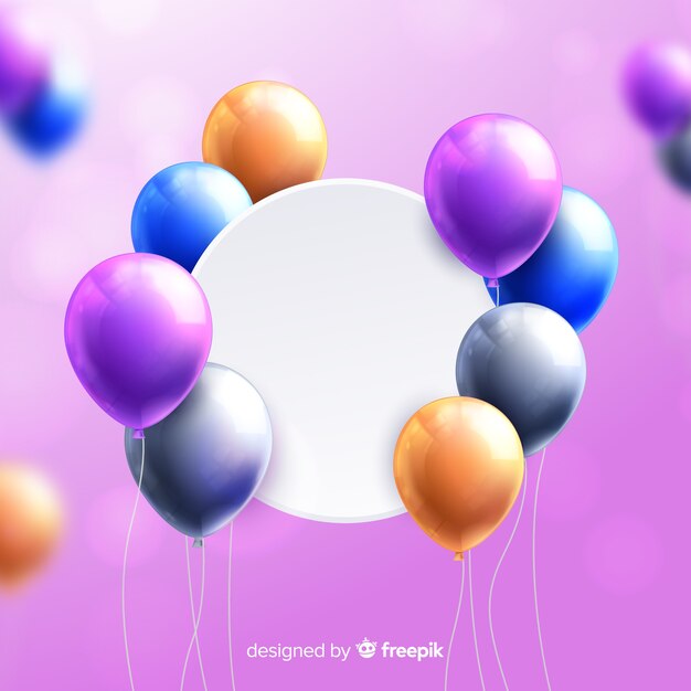 Glossy tridimensional balloon background with blank banner