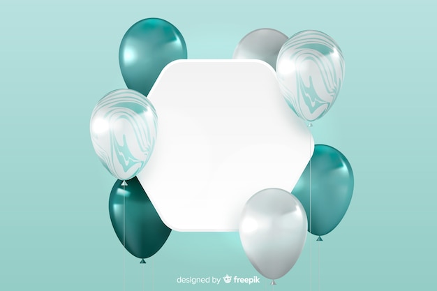 Glossy tridimensional balloon background with blank banner