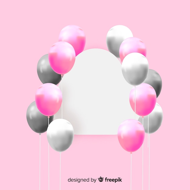 Glossy tridimensional balloon background with blank banner