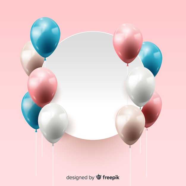 Glossy tridimensional balloon background with blank banner