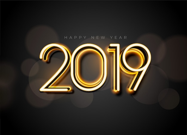 Glowing 2019 new year background design