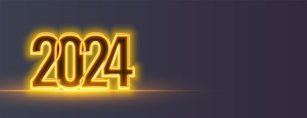 Free Vector glowing 2024 golden lettering new year eve dark banner with text space vector