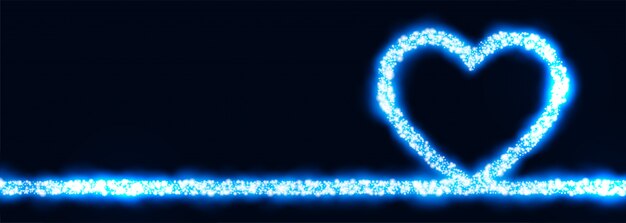 Free Vector glowing blue heart made with sparkle banner