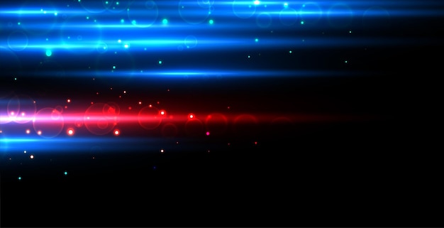 Glowing blue motion lines in blue and red background