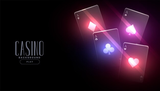 Glowing casino playing cards banner