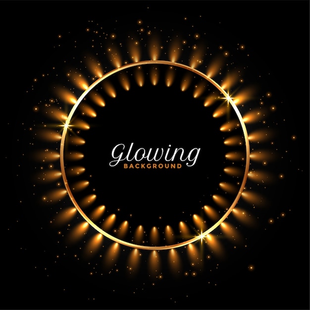 Free Vector glowing circular golden lights on black background