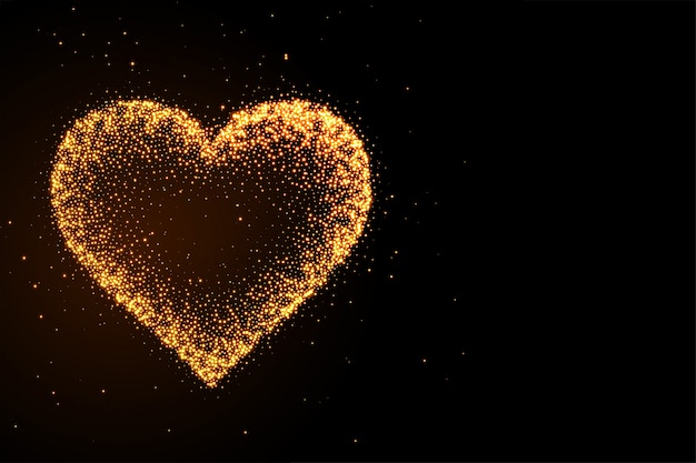 Free vector glowing golden glitter heart black background