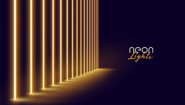 Glowing golden neon lights line  