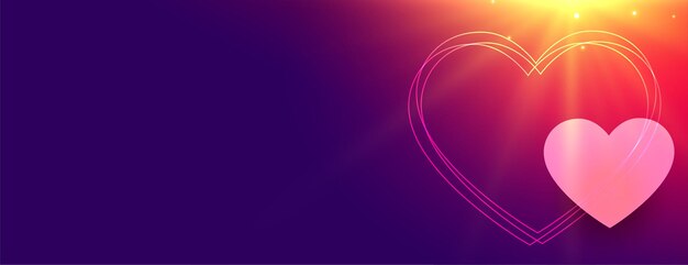 Glowing hearts banner for valentines day