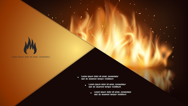 Free vector glowing hot fire composition