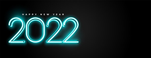 Glowing neon 3d style 2022 text new year banner