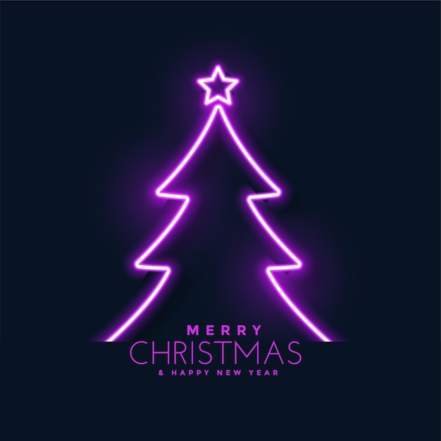 Glowing neon christmas tree background