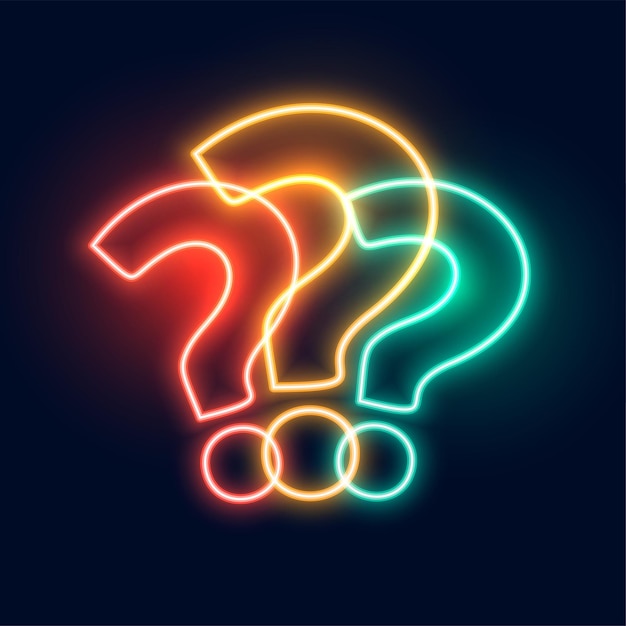 Free Vector glowing neon question mark symbol background for web help and support