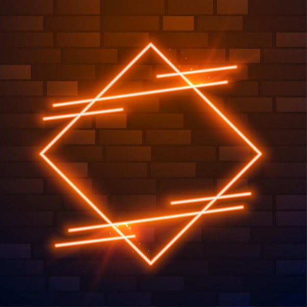 Glowing rhombus shape neon frame background for club or show