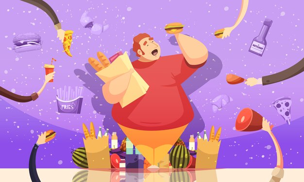 Gluttony Leading To Obesity illustration 