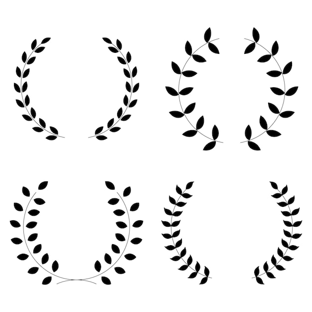 Free Vector glyph wheat wreath circles set