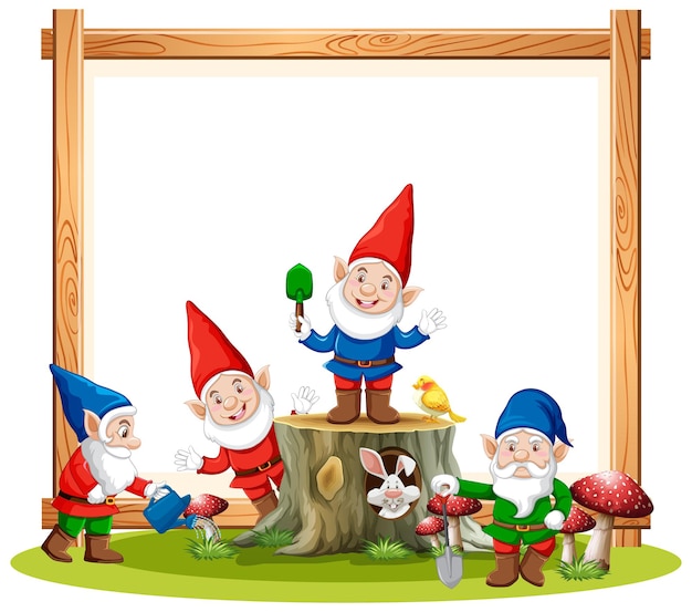 Free vector gnomes group with blank banner on white