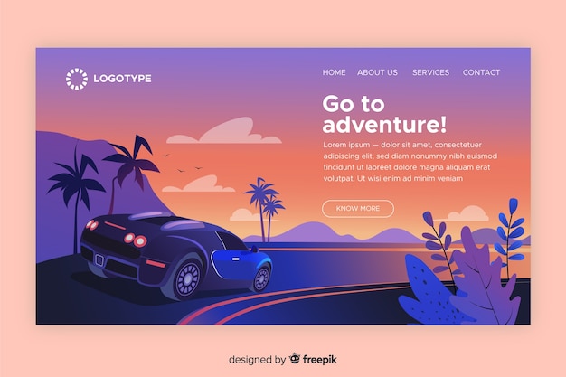 Free Vector go to adventure landing page