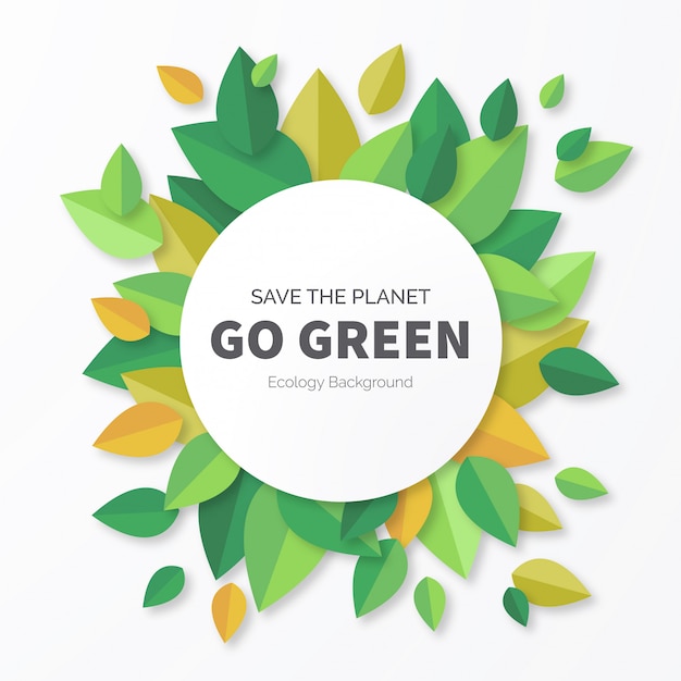 Free Vector go green background with leaves