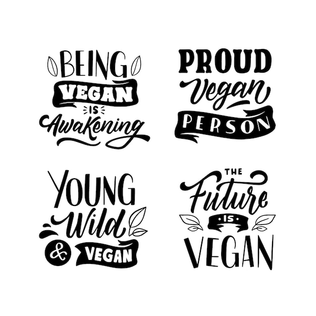 Go vegan lettering design set